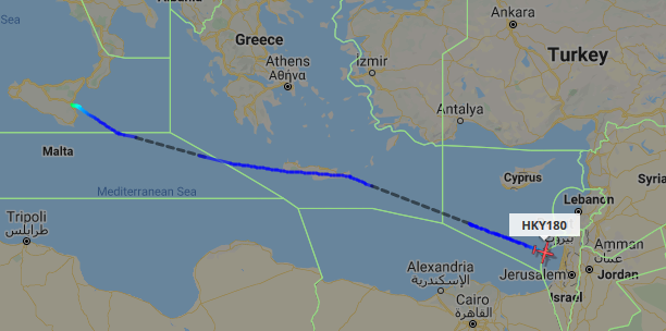 ameliairheart's tweet photo. USAF C-130J out of NAS Sigonella, IT on approach for Ben Gurion Airport, IL. I wonder what she's up to. H/t to @BostonComrade for the spot. #ADSB #AE4AF1 https://t.co/SWz2Dsxh3m