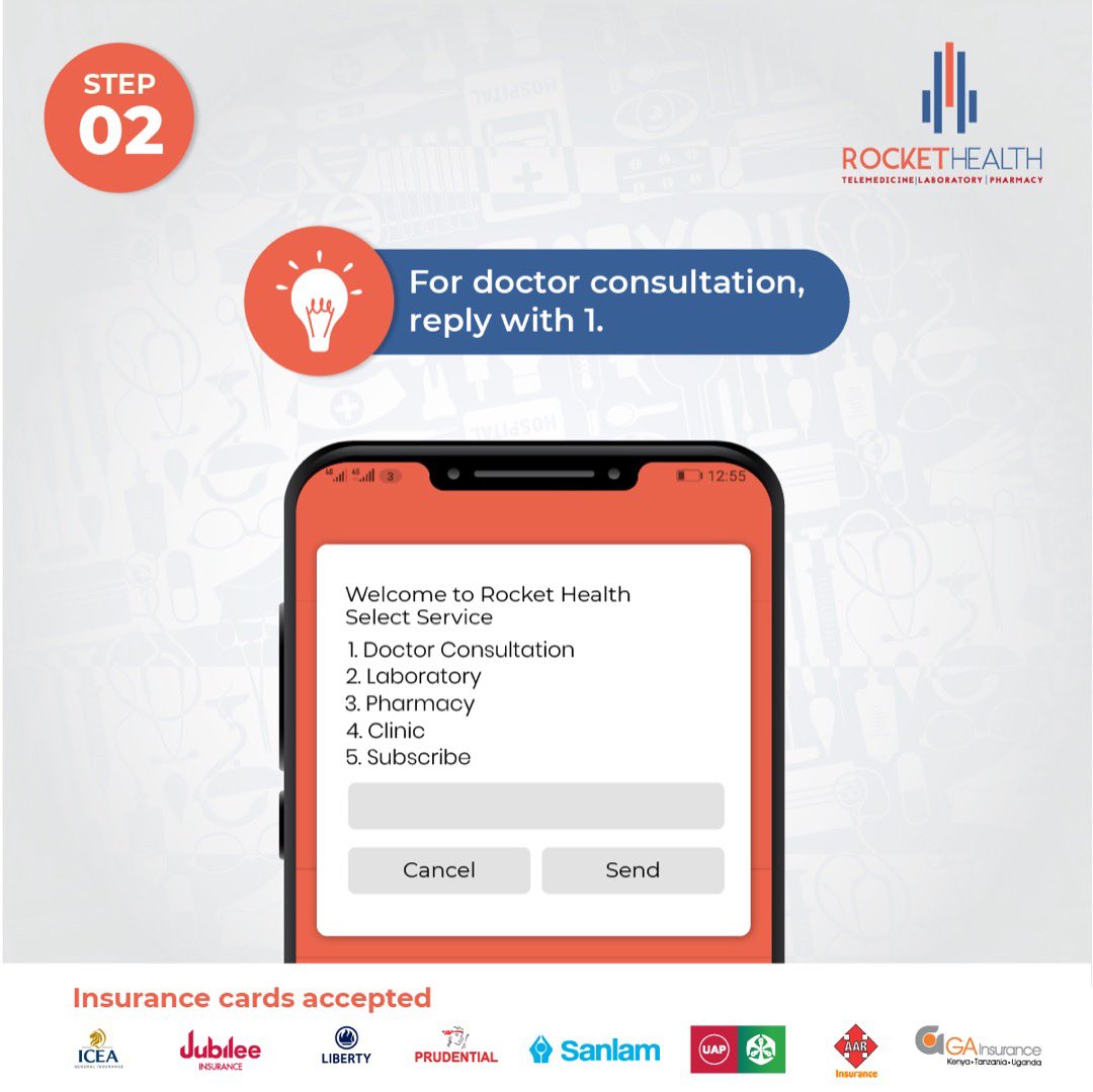 Step 2: For doctor consultation, reply with 1 or choose any option of your preference.  #RocketHealthOnStar280Hash