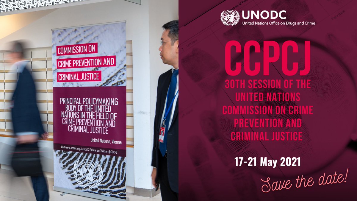 📣🗓 Save the date!
30th Session of the Commission on Crime Prevention and Criminal Justice meets from 17 to 21 May in <a href="/UN_Vienna/">UN Vienna</a> &amp; online. Follow #CCPCJ30, @CCPCJ and <a href="/UNODC/">UN Office on Drugs & Crime</a> for updates!
More info 👉 bit.ly/3aHtfmw
