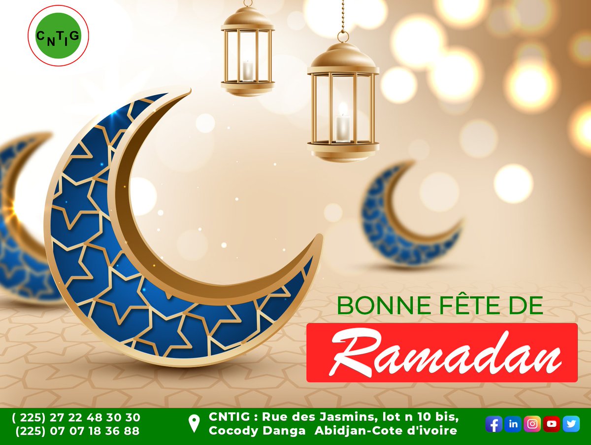 cicntig's tweet photo. LE CNTIG VOUS SOUHAITE UNE BONNE FÊTE DE RAMADAN
#cntigdigitalisation #fetesderamadan https://t.co/Cw0jfz2eAP