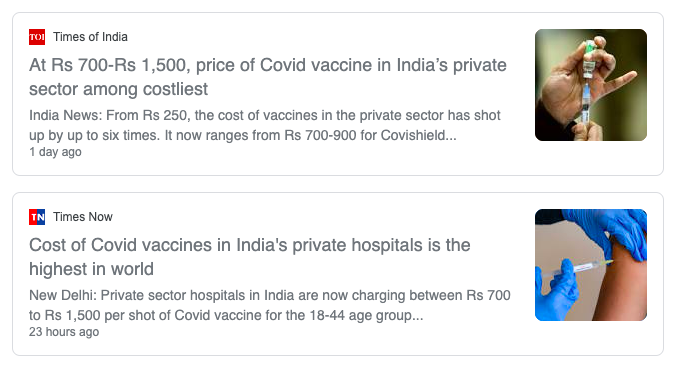 While our country is administering vaccinations, these are not accessible by those who can't afford them. So many people have lost their jobs, NGOs are having to do ration runs for rural communities, and they're selling vaccines at ridiculously high rates.