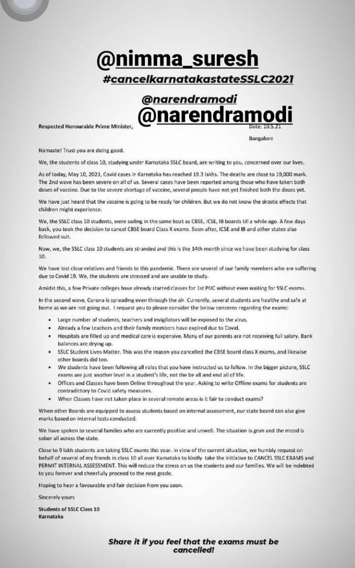BNayak225's tweet photo. #cancelkarnatakaboardexams2021 
#saveboardstudents 
#justiceforboardstudents 
@nimmasuresh @PMOIndia @BSYBJP @narendramodi @anubha1812 @vishalaryav @TheAnuragTyagi https://t.co/93vUrvJzRO