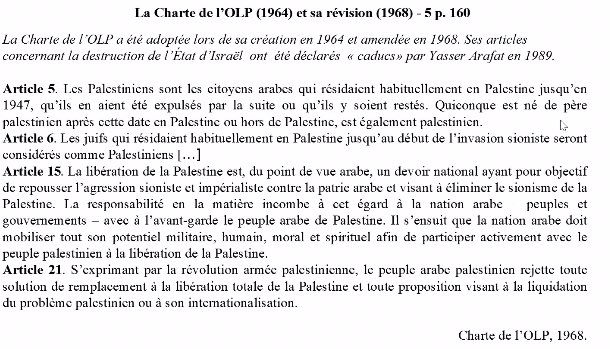 Puis en juin 1968, L’OLP qui sont des rebelles qui souhaitent faire connaître la situation et sont pour un état palestinien font une charte pour exprimer le conflit et l’abandon de ses frères (pays arabes) dans ce conflit.
