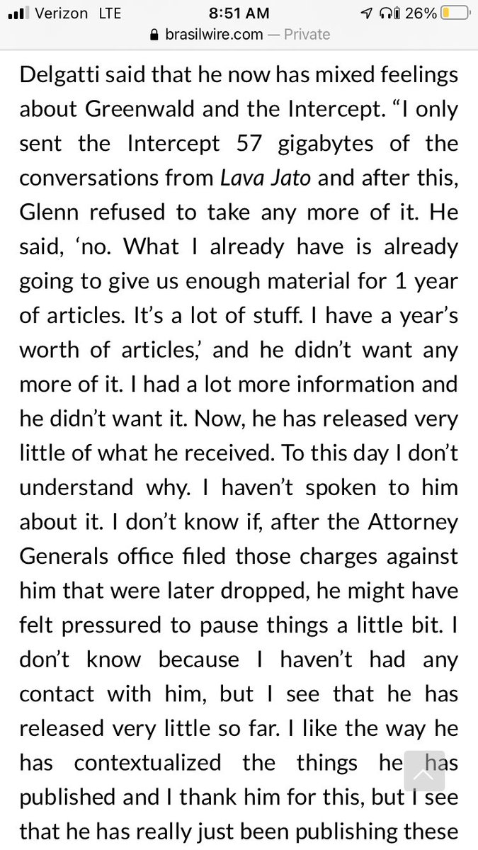 2) Glenn and The Intercept's Brazil archive was a limited hangout that hid the extent of US involvement in the coupThe hacker claimed that Greenwald personally turned down more data and that "he [had] released very little of what he received." https://www.brasilwire.com/lava-jato-hacker-walter-delgatti-speaks/