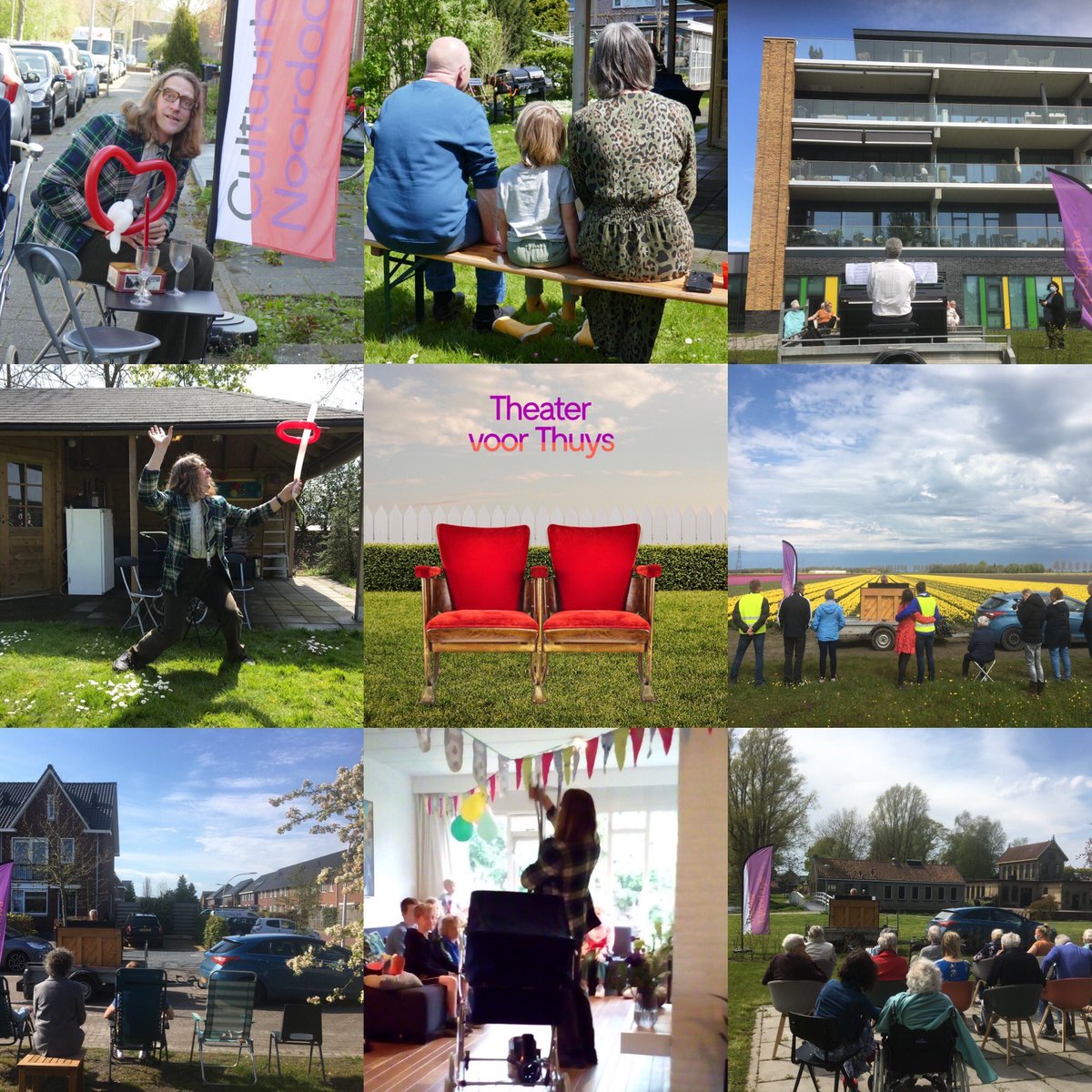 Zondag sloten we de reeks Theater voor Thuys af. Met een speciale Moederdageditie; pianoklanken rolden door de straten en over de bollenvelden en gezinnen leefden mee met de avonturen van een ballonartiest. ❤️