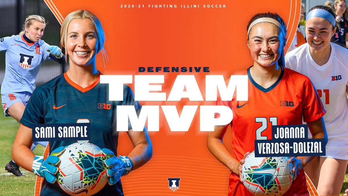 IlliniSoccer's tweet photo. 𝐂𝐨-𝐃𝐞𝐟𝐞𝐧𝐬𝐢𝐯𝐞 𝐌𝐕𝐏

Our next award winners are @sami_sample  and @02joanna21, who were named co-Defensive MVPs!

Sami and Joanna played an integral part of the #Illini defense this season that recorded four shutouts. 🔶⚽️🔷 https://t.co/zrsG4mYVqT