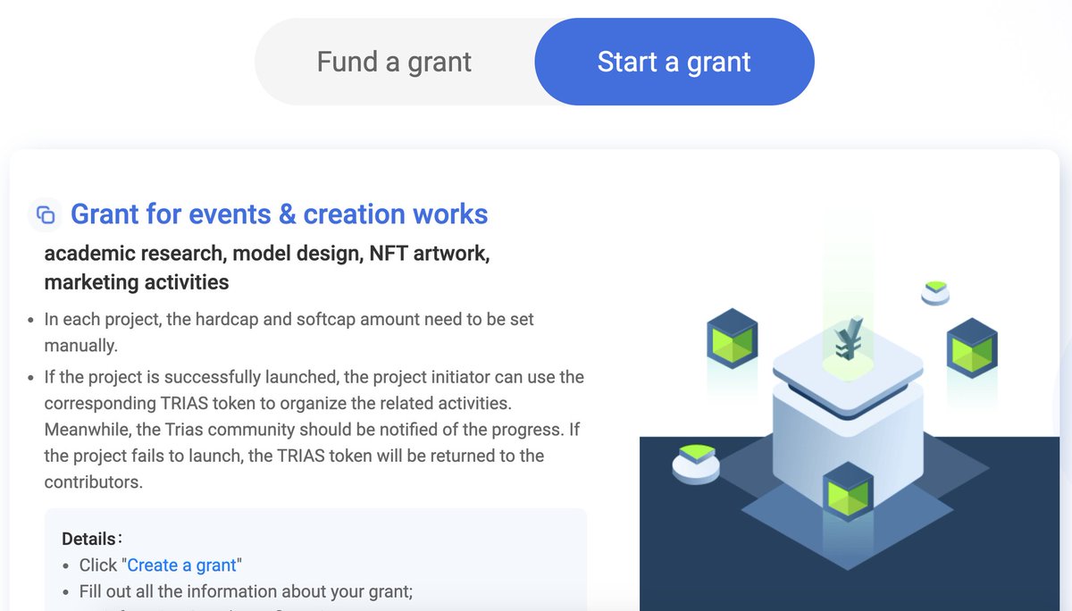 triaslab's tweet photo. Trias Grant (https://t.co/o6rbGoTYbj) now begins to receive applications.

It supports blockchain projects, academic research, model design, NFT artworks, marketing activities, and Trias-related proposals for Trias DAO governance.

Submit your grant idea: https://t.co/HMJiElu3vt https://t.co/lOYDKKQdNt