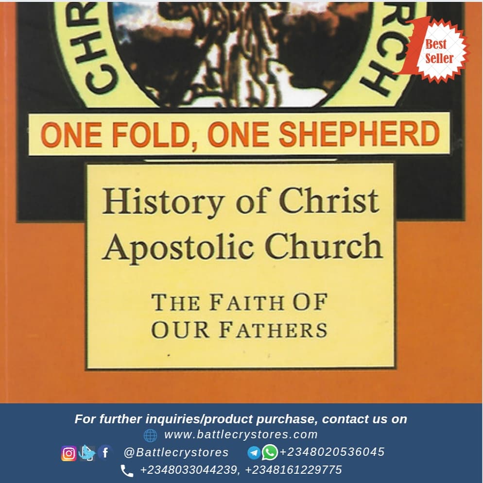 BOOK TITLE: HISTORY OF CHRIST APOSTOLIC CHURCH

₦500.00

CLICK THE LINK TO ORDER ONLINE
battlecrystores.com/product/passin…
MAKE A CONTACT
WhatsApp/Telegram: +234 802 053 6045
📞Call/SMS: 08033044239, 08161229775
🌐 battlecrystores.com
Follow us 
FB/TW/IG👉 @battlecrystore

#friday