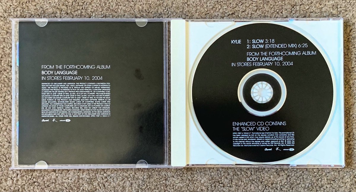 spjury's tweet photo. #KylieMinogue Slow. 2003 #CapitolRecords 3 track promo CD. In as-new condition. One of my top five all-time favourite #Kylie tracks. #PromoCD #USPromo #BodyLanguage 🎶🕺🔥🥰 https://t.co/rOtVvSx3Hd