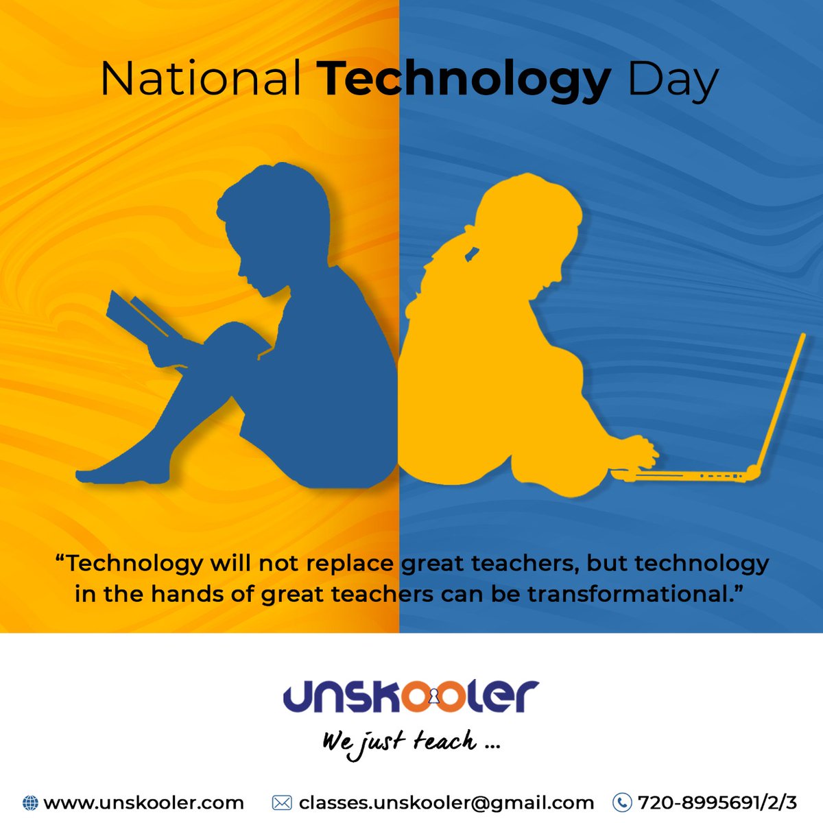 Unskooler_'s tweet photo. "Technology will not replace great teachers,but technology in the hands of great teachers can be transformational."
#nationaltechnologyday
#Unskooler #crashcourse #classx #cbseexam2021 #AITS #Exambooster #liveclasses #Elearningonline #onlinelearningapp #crashcoursecbse https://t.co/RhzqBxHwHR