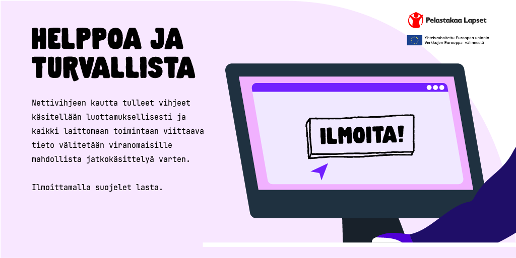 Nettivihje's tweet image. Seksuaaliväkivalta ei edellytä eivätkä sen haittavaikutukset ole riippuvaisia pelkästään fyysisen kontaktin toteutumisesta. 

Ilmoittamalla suojelet lasta. #IlmoitaÄläSivuuta #grooming #againstCSAM #nettivihje #lapset
