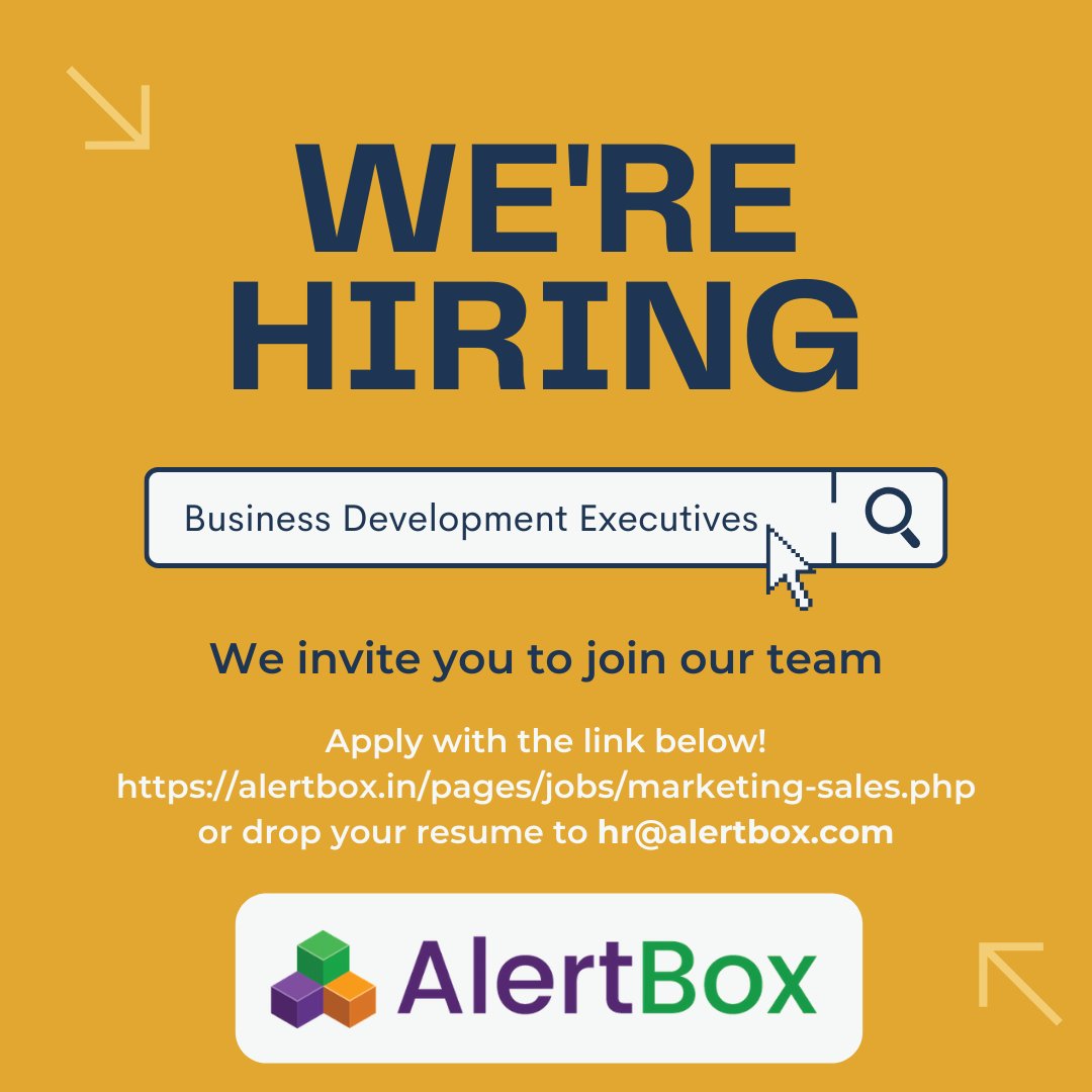 AlertboxIndia's tweet photo. Head over to the link below and submit your applications!

https://t.co/0Qmt74GlzG

#hiring #business #marketing #jobvacancy #jobs #job #workfromhome #jobseekers #jobsearch https://t.co/8ZskBFBGOv