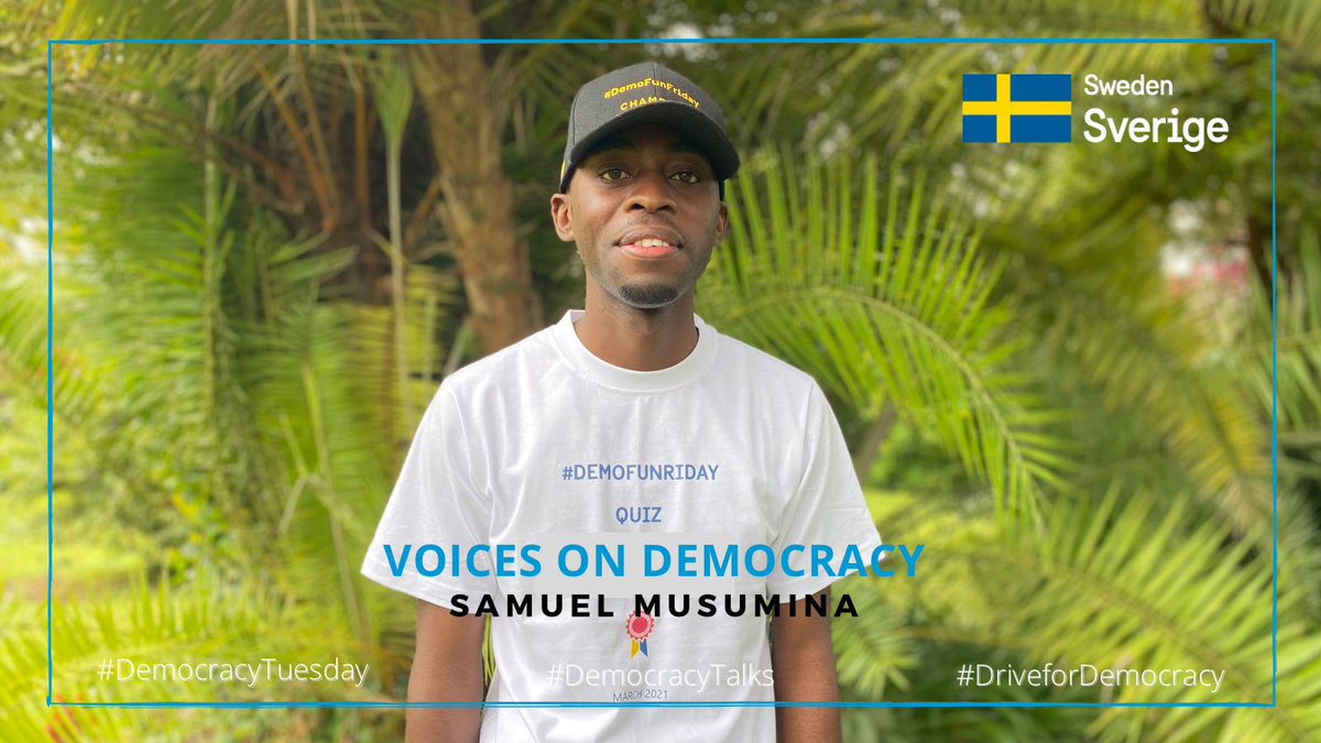 SwedeninZM's tweet photo. Promoting young people’s engagement in democracy!
Meet Samuel Musumina, a 2019 graduate from the @UNZA_ZM and our March #DemoFunFriday Quiz Champion 🇿🇲🇸🇪 Stay tuned for more from Samuel and his voice on democracy #voicesondemocracy
#DemocracyTuesday #DriveforDemocracy #SweZam https://t.co/eDzyOlKPBM