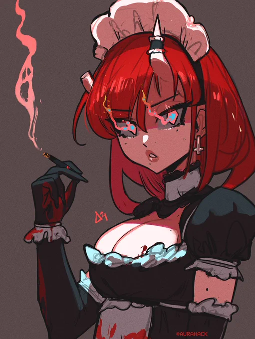 lil' late to #メイドの日 but here's maid. demon maid.

actually here's demon maid who kills the homeowners and then infuses their souls into cigs and then smokes them 