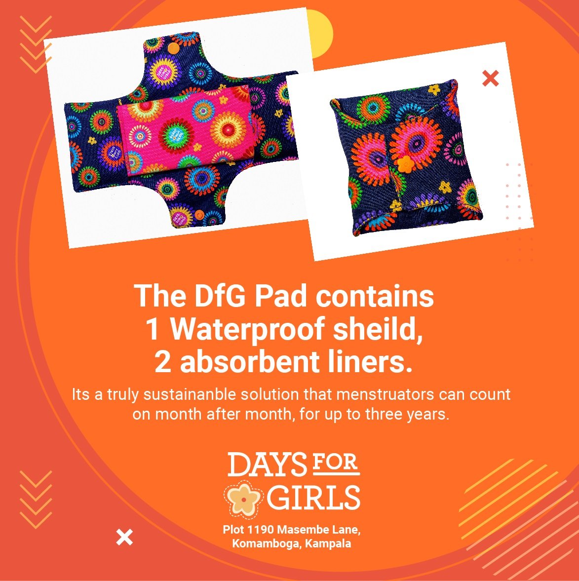 daysforgirlsUG's tweet photo. The DfG Pad is a sustainable solution that menstruation can count on month after month. It's durable, it's washable, it's designed for you.

#MondayMotivation #MenstrualHygiene #DfGProduct #MenstrualHygieneDay2021
#daysforgirls #shecandoit #EveryGirlEveryWherePeriod https://t.co/IDPs8P8fuJ