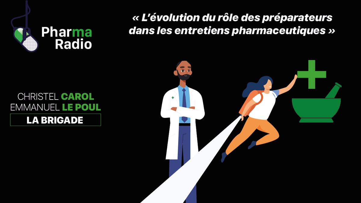 Oui, les #préparateurs formés et motivés doivent pouvoir conduire les entretiens pharmaceutiques en #officine, avec le support technique du #pharmacien. On en parle aujourd'hui dans la matinale de <a href="/pharmaradio/">Pharmaradio votre dose 💊 d'information en 3 min</a> avec ma co-brigadière Christel Carol de <a href="/anppo_off/">ANPPO - Préparateurs en Pharmacie d’Officine</a>