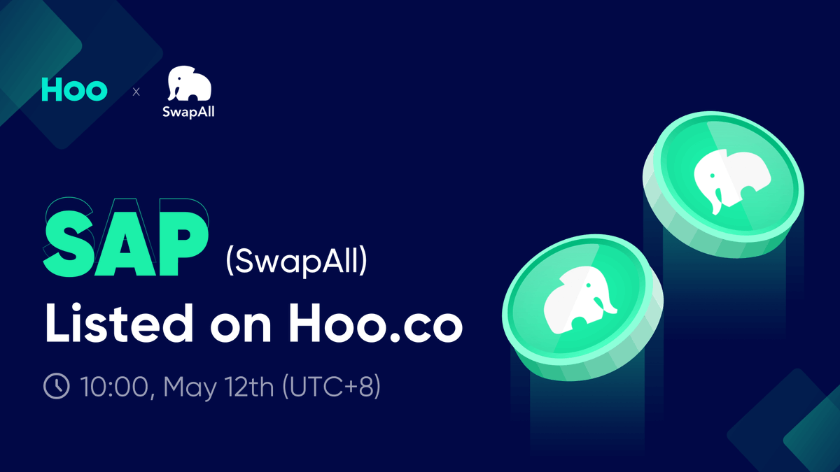 Hoo_exchange's tweet photo. 🚀 $SAP(SwapAll AMM Exchange) listing bonus on Hoo!😍@SwapAll_

✅Follow+RT+Like
✅Tag 3 friends, Coment Hoo UID
✅Join Hoo TG: https://t.co/5B1LrdgObc
✅Join $SAP TG: https://t.co/gIrLmQ1J1P

⏰20ppl* $10 in SAP +1ppl* $50 in SAP to 17:00, 14/05
🤩see: https://t.co/nHdpVJsykO https://t.co/Y2L01tPJy0