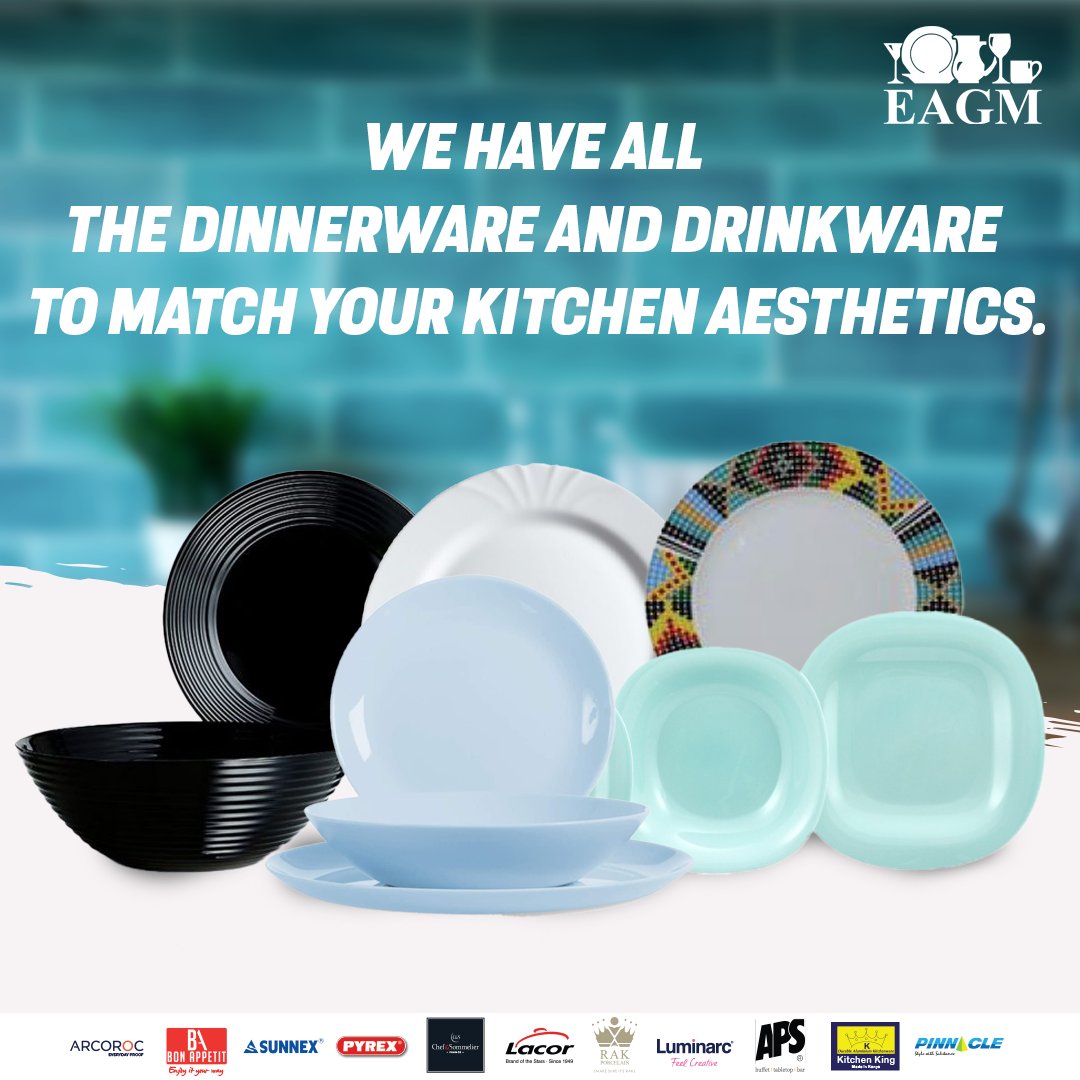 EAGMFoodService's tweet photo. We have all the dinnerware and drinkware to match your kitchen aesthetics. 

Find our products at a leading supermarket near you. 

#EAGM #luminarc #pyrex #pinacle #kitchenking #bonappetit. https://t.co/wuTvzhkZlg