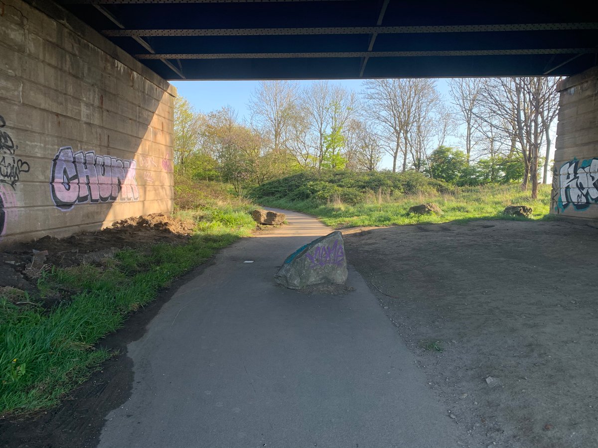 74dom74's tweet photo. Hi @stocktoncouncil, any idea why this ⛰ is here? It’s right in middle of cycle path as you sweep around a blind bend underneath Newport bridge. It can’t be an obstacle to prevent a vehicle as there’s room either side. https://t.co/OZnfswGjVn