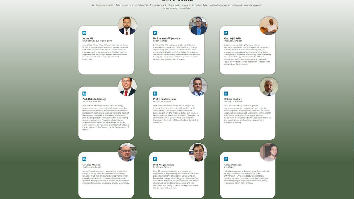 Does #SavePlanetEarth have the most qualified team on the Binance Smart Chain? 

A robust collective made out of 6 P.H.D's and 3 M.B.A's!

We will introduce our team members to you the next couple of days, so make sure to stay tuned!

#Doxxed #GlobalWarming $SPE #SPEtoken #BSC