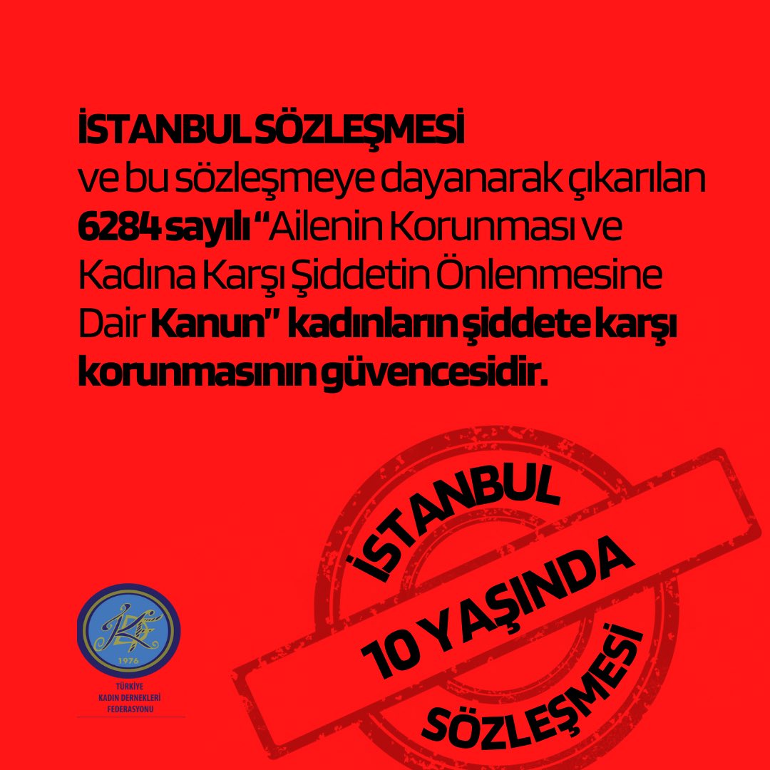 tkdfederasyon's tweet photo. İSTANBUL SÖZLEŞMESİ
ve bu sözleşmeye dayanarak çıkarılan 6284 sayılı “Ailenin Korunması ve Kadına Karşı Şiddetin Önlenmesine Dair Kanun” kadınların şiddete karşı korunmasının güvencesidir. #istanbulsozlesmesi10yasinda İstanbul Sözleşmesi yaşayacak, yaşatacak. https://t.co/iFTD4mMv7s