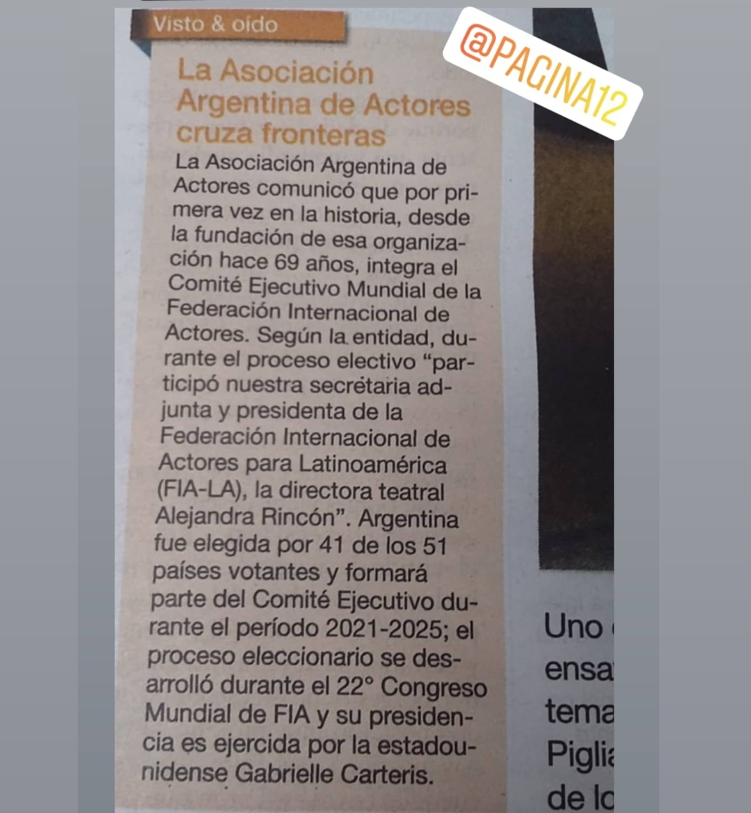 Regalo del Diario Página 12 en el Día de la Actriz y Actor Argentino!!!🙌🏽💪🏾✌🏾