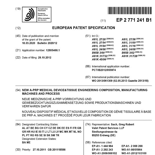 regen_lab's tweet image. Regen Lab actively pursues patent protection and regulatory approval of their products. Look at the latest patent granted by the European Patent Office on the Cellular Matrix® technology.
#regenlab #regenprp #cellularmatrix #prptreatment #plateletrichplasma #patents