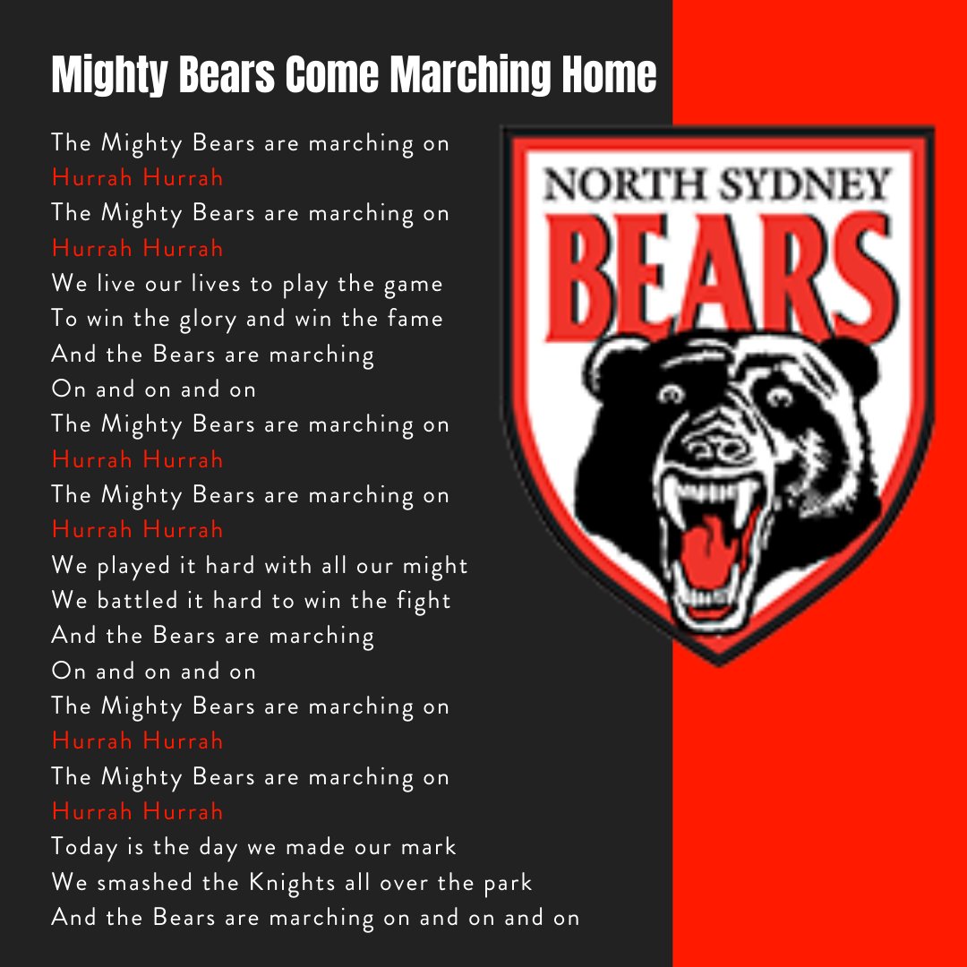 NthSydneyBears's tweet photo. Our team song π»
#BEARS2021 #BearsHeritage #BearsHistory https://t.co/e4XQU56kYY