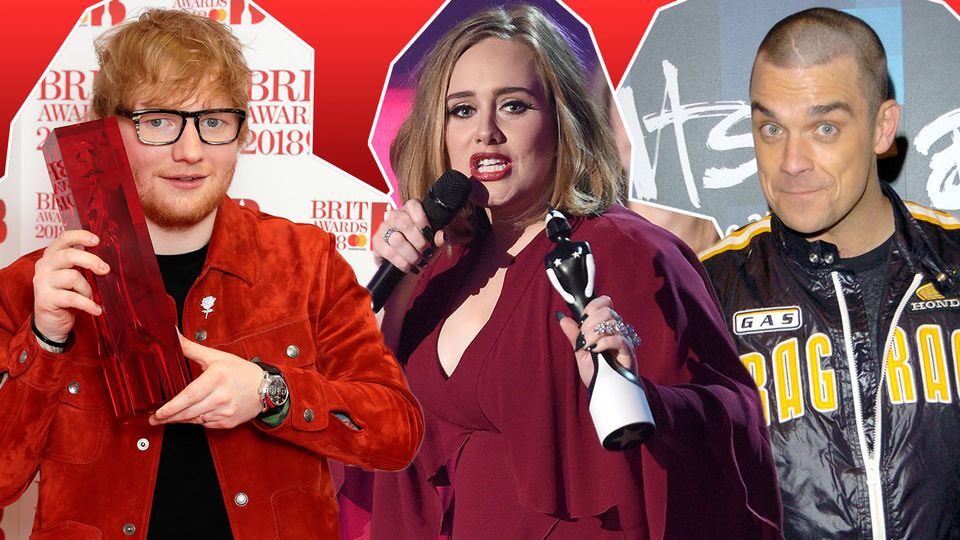 Most #BRITs wins by a British act

13 - Robbie Williams
9 - Adele, Coldplay
8 - Annie Lennox, Take That, Harry Styles
7 - Arctic Monkeys, Paul McCartney, 1D
6 - David Bowie, Phil Collins, Oasis, Ed Sheeran
5 - Spice Girls, Elton John, Blur, Sting George Michael, John Lennon