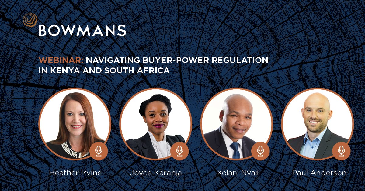 WEBINAR 🇰🇪🇿🇦| Please join us for a discussion on how Kenyan and South African Competition Authorities are attempting to thwart abuses by dominant buyers. 
Panellists: <a href="/HeatherIrv/">Heather Irvine</a>, @ecksisto &amp; <a href="/JWambuiKaranja/">Joyce Wambui Karanja</a>  
When: 13 May, 10am
Where: Zoom
Register here: bit.ly/3fapzLp