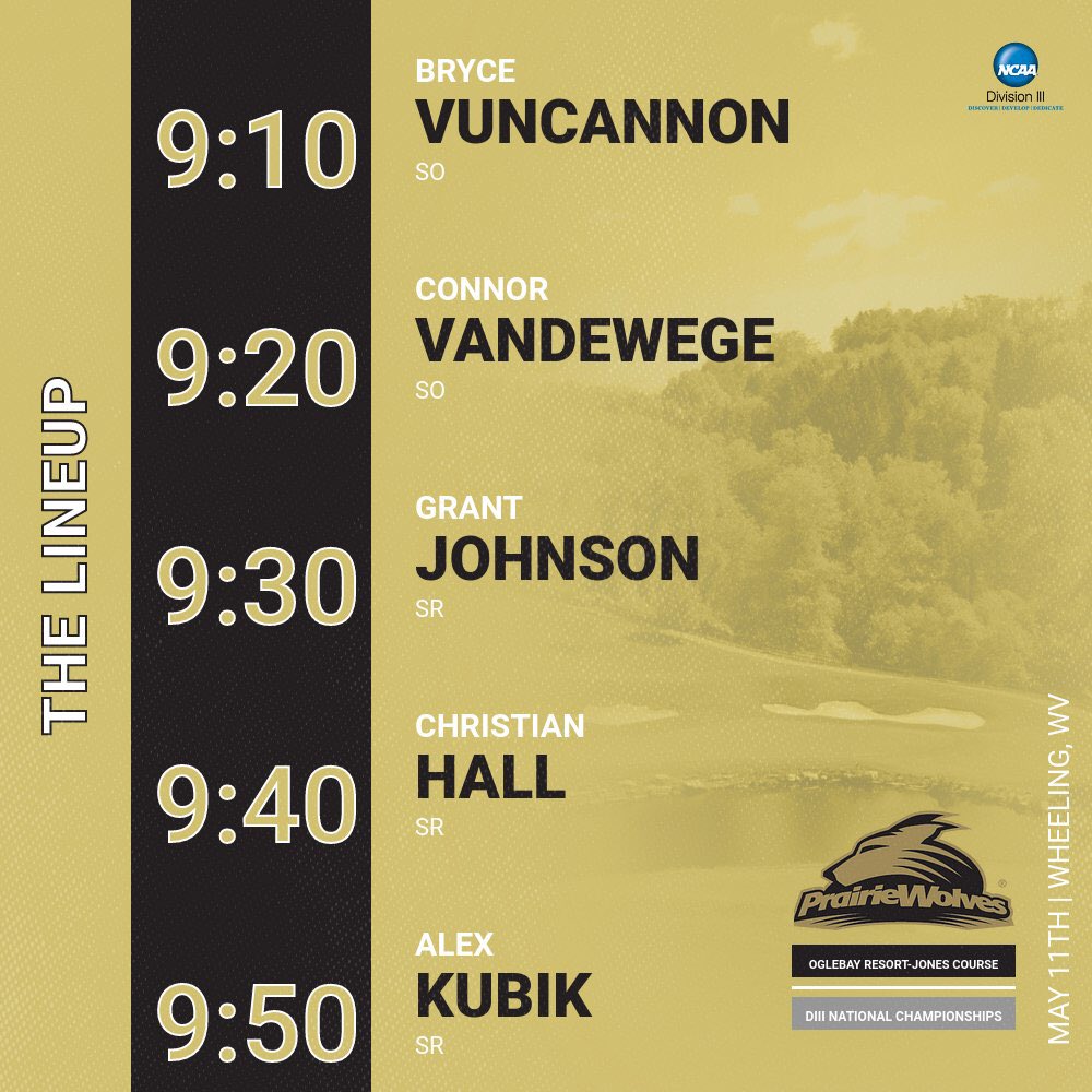NwuMensgolf's tweet photo. 🏆 #d3golf National Championship 
📍 @OglebayResort Jones Course
⛳️ First Round
📱 Live Scoring: https://t.co/YXWXfGF6Ec
The lineup: (eastern time) https://t.co/pACvhaSrV5