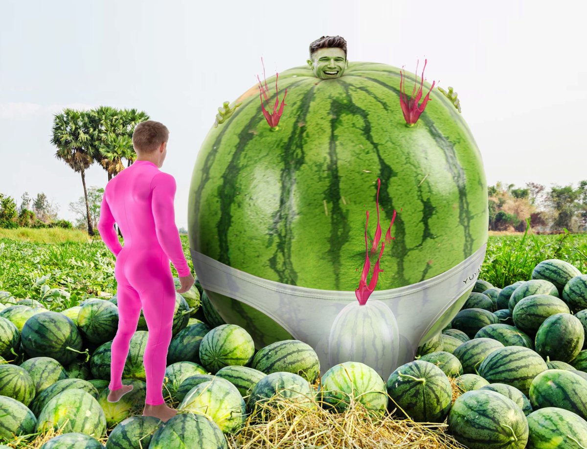 SuperBlimpedUp's tweet photo. It's fun to be a big juicy watermelon boy, isn't it?

#maleinflation #fruittf #wonkagum #melonboy https://t.co/hN10Fu5a0y