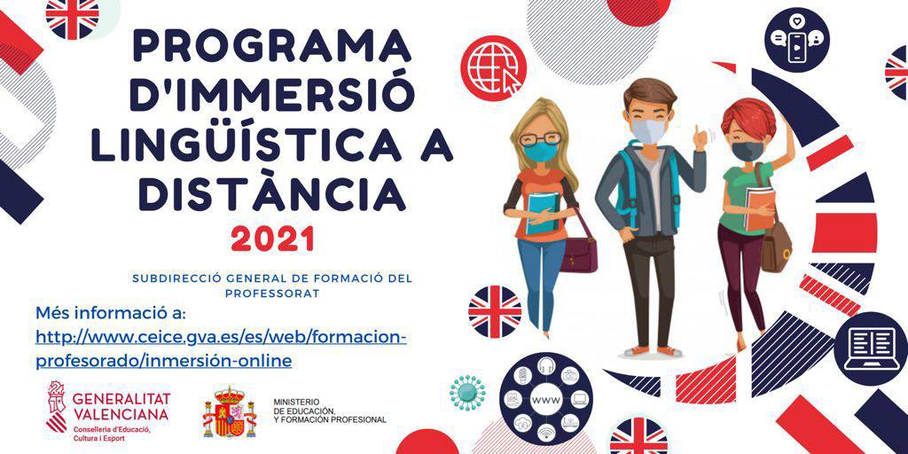 GVA_Cefire's tweet photo. 📢💡🔊 ☝🏻 Si realitzes el programa d’immersió lingüística a distància 2021, milloraràs totes les teues competències en #anglés. No perdes l’oportunitat!!

📆 ✍️ del 4 al 16 de maig.

➕ Tota la INFO 👇🏻
🔗 https://t.co/rSFZZbkyaC

@GVAeducacio https://t.co/73E0D2RFHX