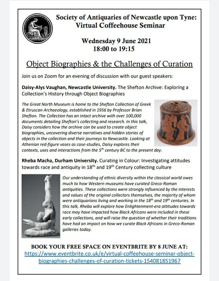 Durham Archaeology (@arcdurham) on Twitter photo Our PHd student @rhebamacha is talking about Curating in Colour: Investigating attitudes towards race and antiquity in 18th and 19th Century collecting culture - at the <a href="/NclAntiquaries/">NewcastleAntiquaries</a> Virtual Coffeehouse Seminar June 9thhttps://t.co/csyMobO3Cy?amp=1 Our PHd student @rhebamacha is talking about Curating in Colour: Investigating attitudes towards race and antiquity in 18th and 19th Century collecting culture - at the <a href="/NclAntiquaries/">NewcastleAntiquaries</a> Virtual Coffeehouse Seminar June 9thhttps://t.co/csyMobO3Cy?amp=1