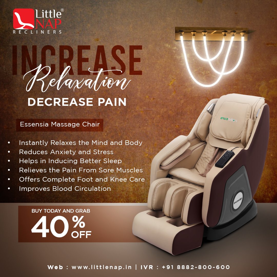 LittleNap1's tweet photo. Experience the latest technology and superior quality with Essensia Massage Recliner from Little Nap. Buy today and grab 40% off. Hurry! Offer valid for a limited period only.
Contact us on +918882-800-600 or visit: https://t.co/PgI6bADgGE
#LittleNapRecliners #CustomizedComfort https://t.co/mN5uN8gGao