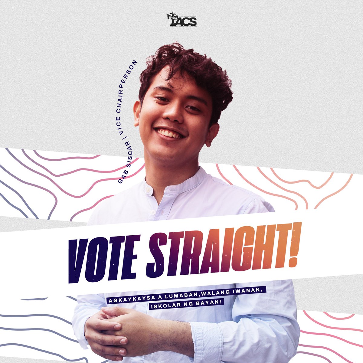 VOTE STRAIGHT FOR ACS UPB SLATE! AGKAYKAYSA A LUMABAN, WALANG IWANAN, ISKOLAR NG BAYAN! 

AGKAYKAYSA A LUMABAN, WALANG IWANAN, ISKOLAR NG BAYAN

#AGKAYKAYSA
#WalangIwananUPB
#ACSSCE2021