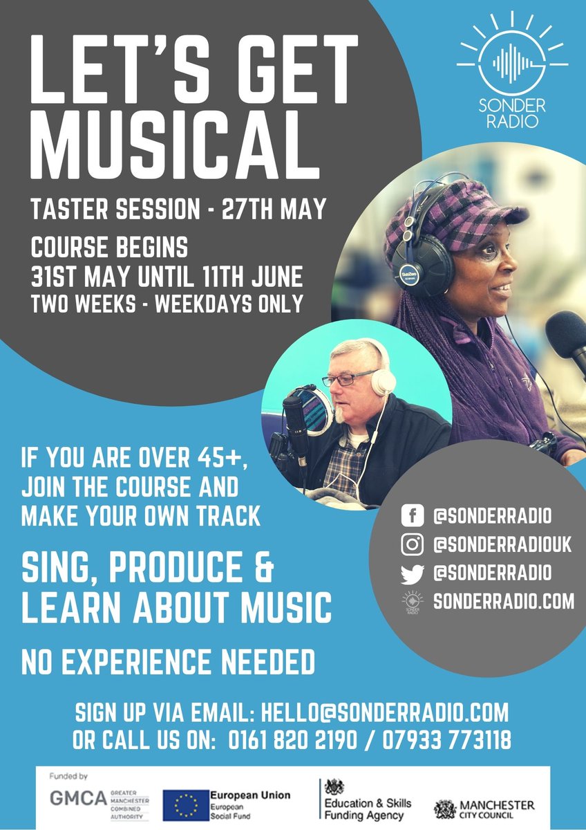 SonderRadio's tweet photo. Sing, Produce &amp; learn about music - We've got a brand new course "Let's Get Musical" coming up on the 31st May! 

No experience needed, register your interest via: hello@sonderradio.com or by phone: 07933 773118 📻 https://t.co/mEqVWzqGc7