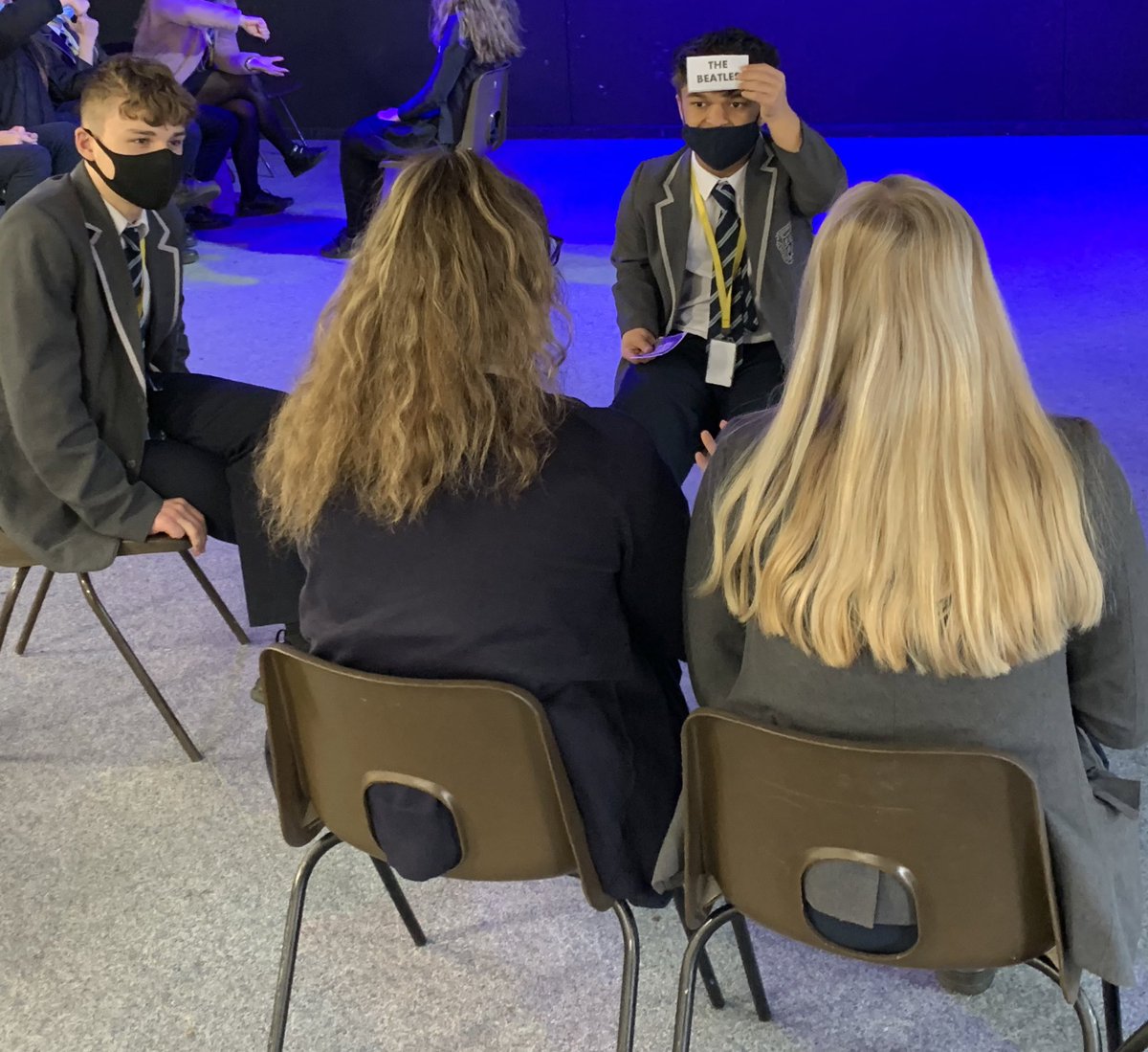 DramaatLC's tweet photo. Fantastic revision session with 11V this afternoon! Team 1 grabbing the prize for the highest score!! 🤩 🎭 💪 #bloodbrothersrevision #improvisation #roleonthewall #tellmeitsnottrue https://t.co/FTTAWZLqZP