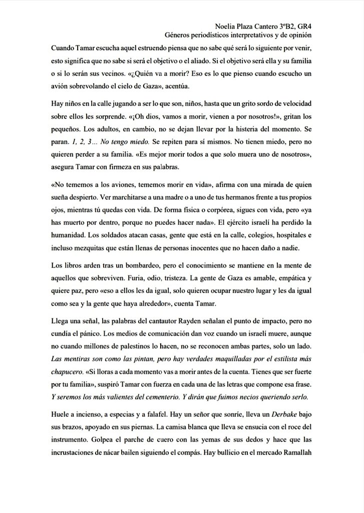 perxzote's tweet photo. Para hacerlo conté con los testimonios de Tamar, una chica de Gaza; Walid, un fotoperiodista también de Gaza, y un chico anónimo encarcelado.

Quise hacer un pequeño guiño también a @soyRayden haciendo referencia a su canción 'Haciéndonos los muertos'.

#GPIO20 https://t.co/SNwvQpGwJ9