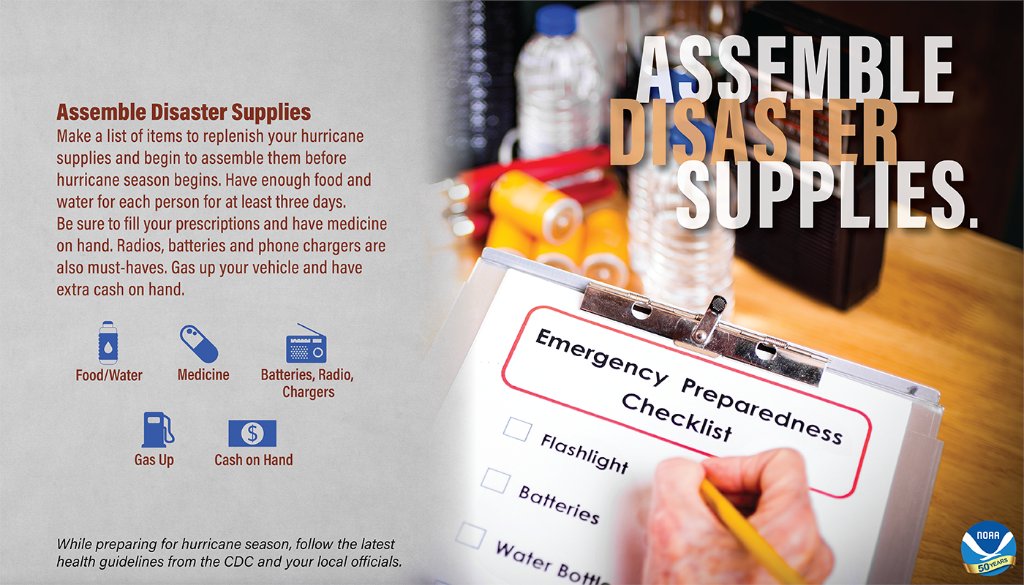 NCEmergency's tweet image. Include in your emergency supply kit a battery powered radio &amp;amp; flashlights. Make sure you have extra cash on hand &amp;amp; fill up your car or gas can. Have enough non-perishable food, water &amp;amp; medicine to last each family member for at least one week. Is your family #ReadyNC? #ncwx