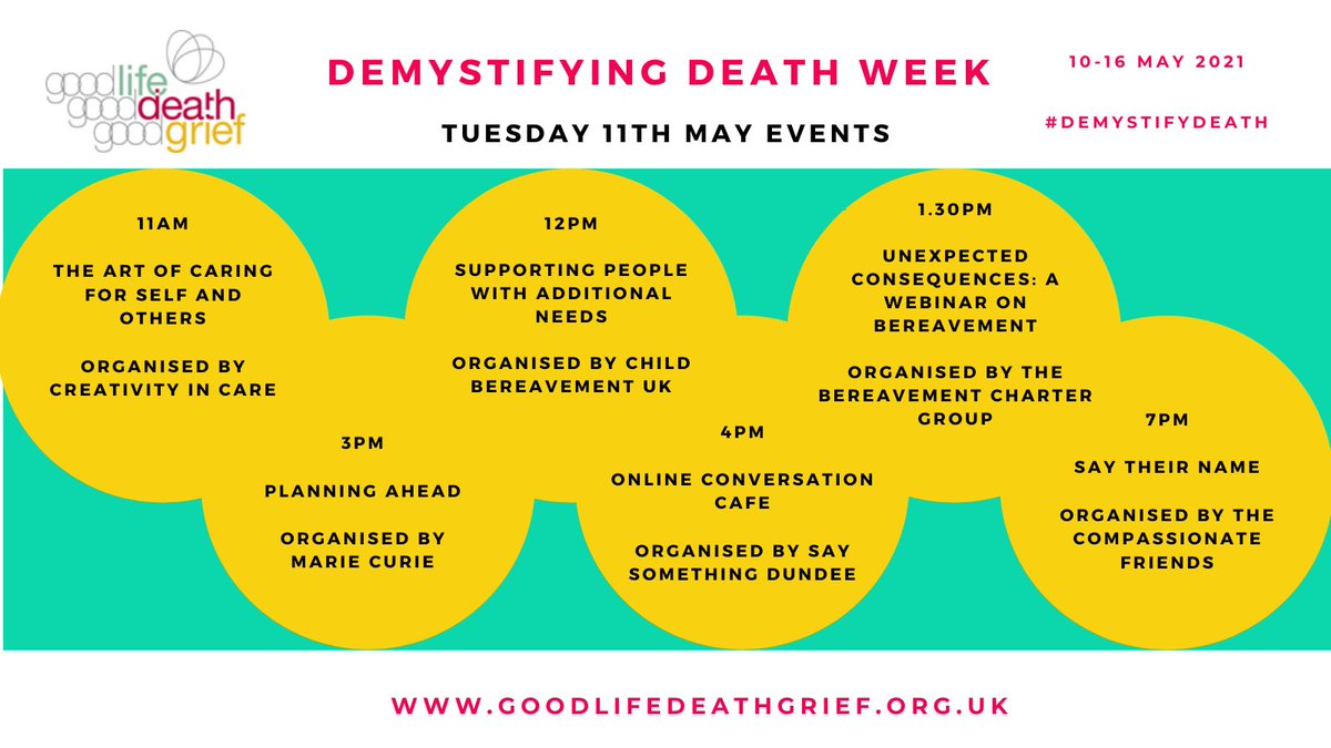 Lots of great events happening today as part of #DemystifyDeath week.  

More information here: goodlifedeathgrief.org.uk/blogs/demystif…