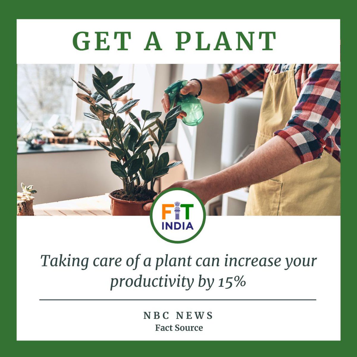 Have you seen people decorating their desks with indoor palnts? According to researchers, bringing some flora into the workplace can increase productivity by up to 15 per cent.

Might be a help in your work-from-home office setup!

#NewIndiaFitIndia