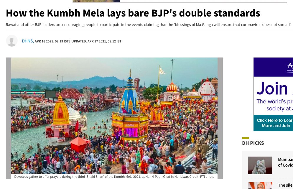 "Kumbh Mela attended by 3.5 million pilgrims as India"With the ignorance and incompetence of our governance also comes the consequence of lack of protocol. This year, India celebrated the Kumbh Mela with over 2000 attendees testing positive just two days later and no's rising.