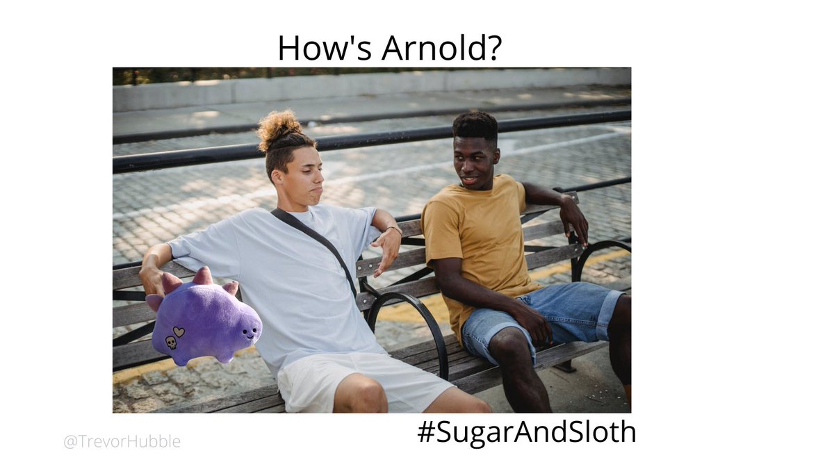 TrevorHubble's tweet photo. We could all do with our own Arnold the Dinosaur. Promoting sugar and sloth's support buddy  @OneMinuteBriefs 
@sugarandsloth  #sugarandsloth  
#MentalHealthAwarenessWeek https://t.co/peA6XCAkpx