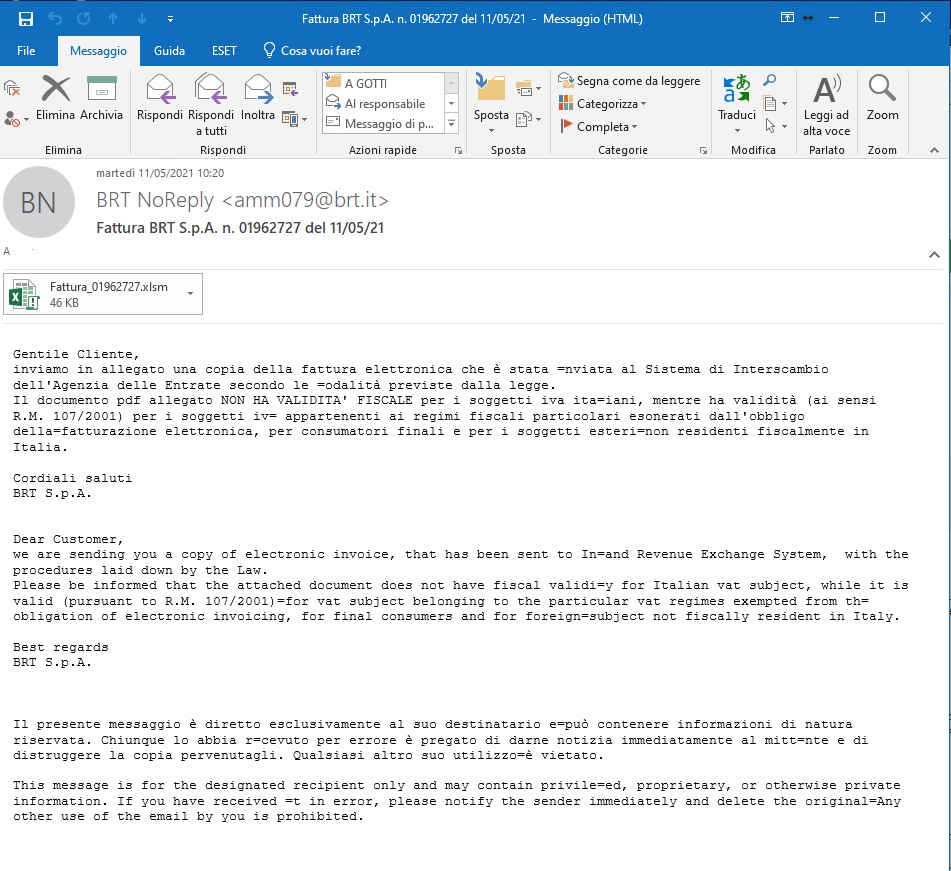 Jameswt Brt Big Wave Fattura Brt S P A N Del 11 05 21 Spread Ursnif Gozi Isfb Xlsm T Co Wxp4uuk2rh Dll T Co Cui0w7gpj9 Dll Url Ie Ita Blacklist Hxxps Fyntiki Com C2 Worunekulo Club Horunekulo Website