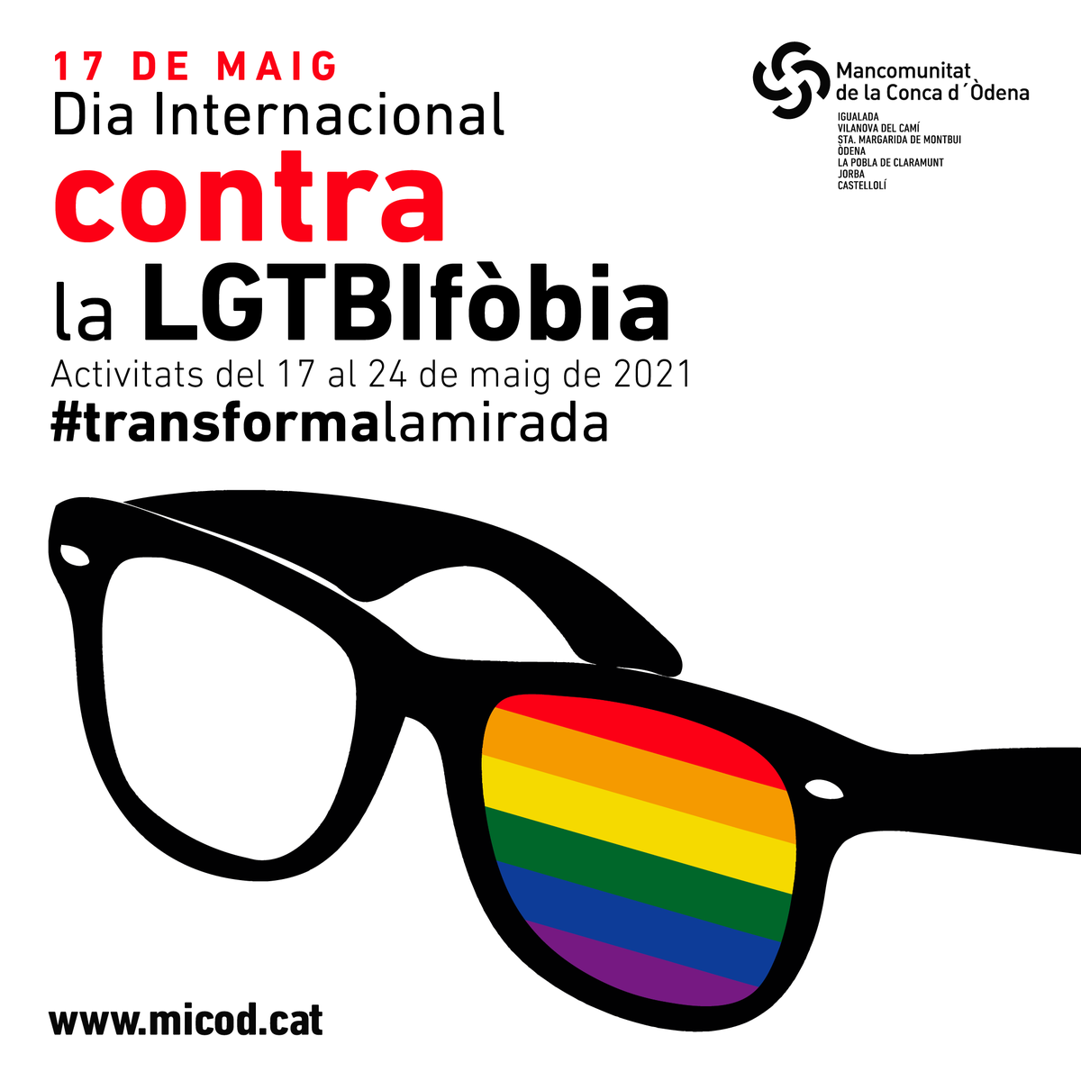 micod_cat's tweet photo. Aquesta setmana a la Conca d'Òdena arrenquen els actes del #17M, Dia Internacional contra la LGTBIfòbia.
Descarrega't l'agenda i segueix els actes del teu municipi!
👉https://t.co/E2meolslTv
#DiaInternacionalContraLGTBIfòbia #TransformaLaMirada
#ConcaOdena https://t.co/gsF558W4b6