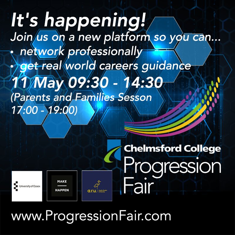 chelmsfordcol's tweet photo. It's going to be a great day!
We are just one of over 100 exhibitors taking part today in the virtual #ProgressionFair at https://t.co/cEgNTWlrrs
Weโre helping to make a difference, inspiring young people to decide their future #YourFutureNow https://t.co/tyvgQZvDoD