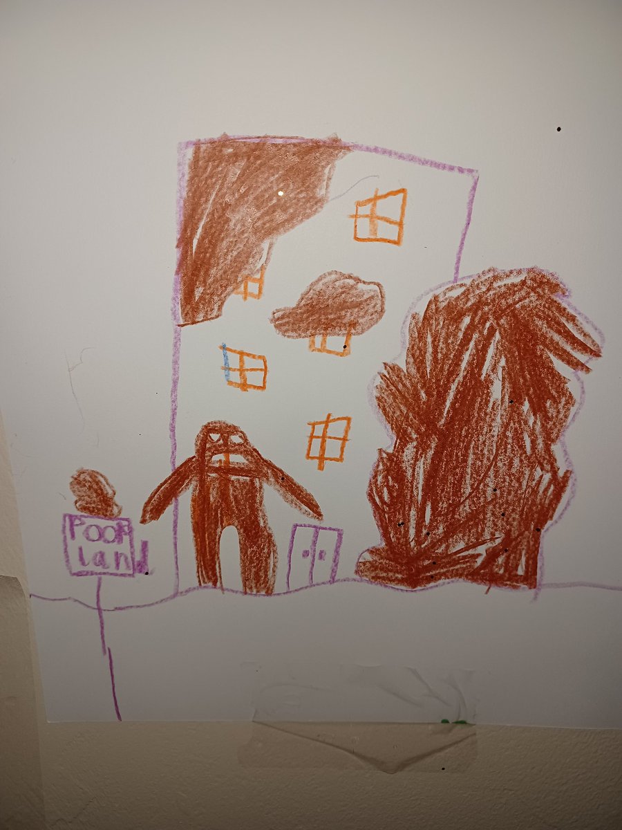 JackAutism's tweet photo. What a fantastic piece of creative art by one of our service users.
We encourage all children to express themselves fully with no judgement or pressure to conform to societies social expectations of "appropriate ".

Displayed proudly in the centre🥰
#poopland
#surewhynot https://t.co/5ykLO5gDym