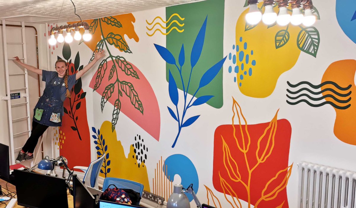 Spruced up for spring 🎨

Our wonderful illustrator has waved her magic paintbrush while our employees work from home, injecting some joy to our offices with a new mural!