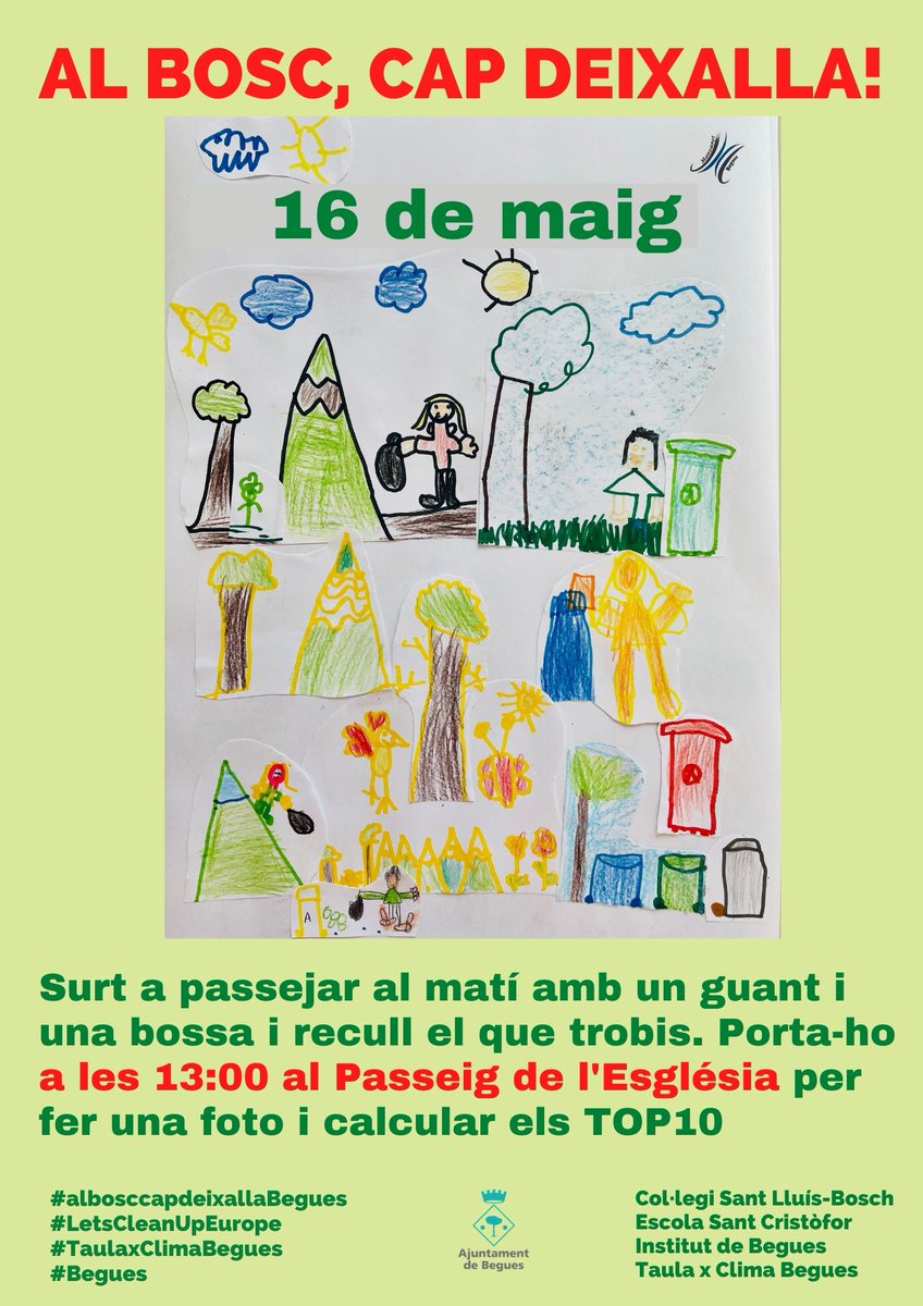 TPelClimaBegues's tweet photo. Heu vist quins cartells tan xulos han dibuixat els nens i nenes de #Begues? @AFACristofor, @manyanetbegues
🌏Diumenge 16 surt al matí recull el que trobis
🌍A les 13 h porta-ho al Passeig de l’Església
#LetsCleanUpEurope #TaulaxClimaBegues, #albosccapdeixallaBegues @ajbegues https://t.co/7AhfZn5r8Z